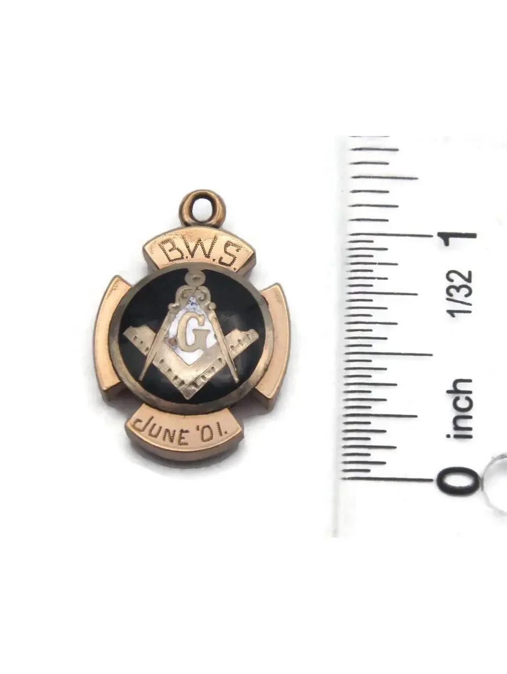 Antique 1901 FLT Odd Fellows Masonic Signet Double Sided Fob, Gold Plated & Onyx
